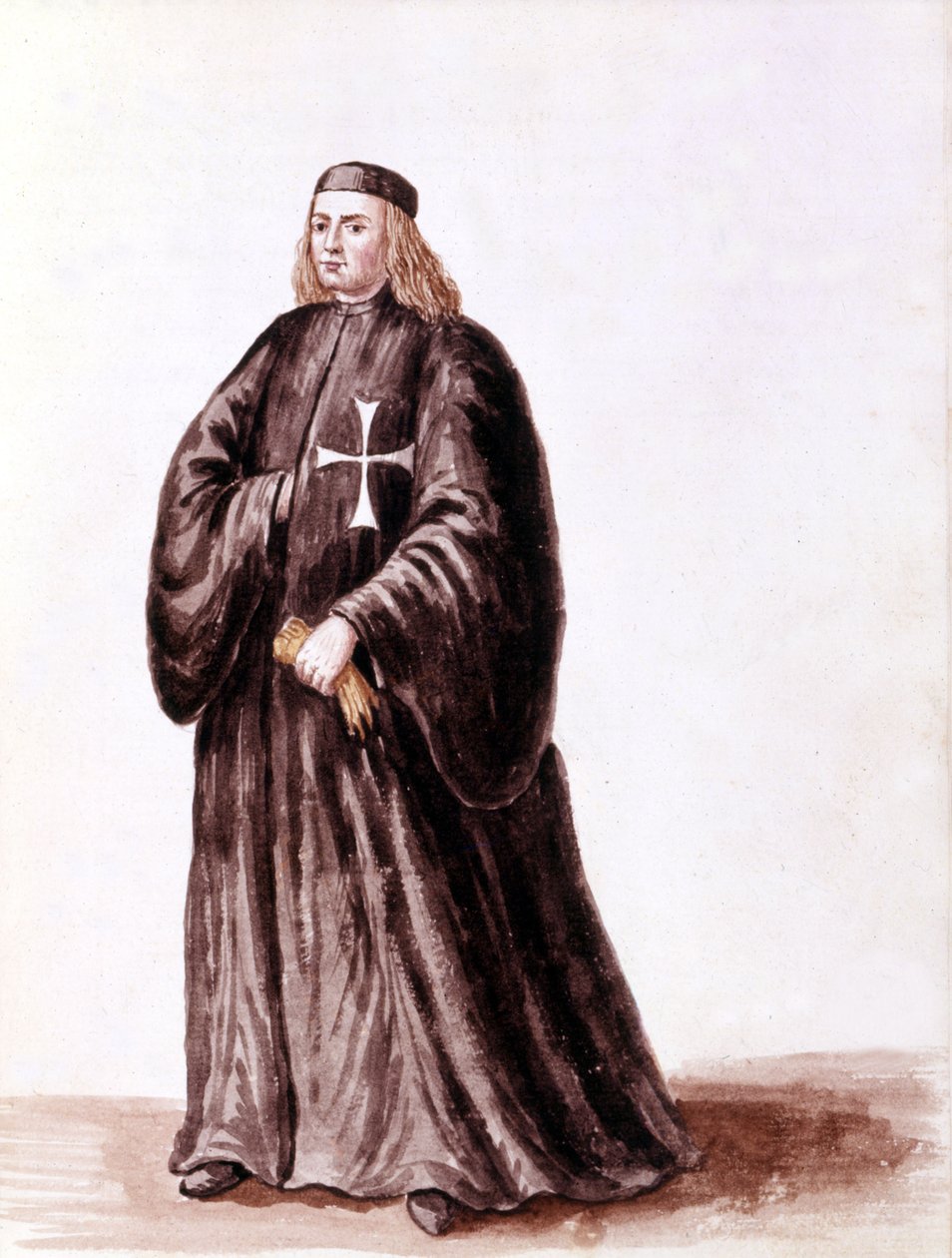 Riddare av Malta. Akvarellteckning och tusch från manuskriptet "Venitianernas seder"" av Jan van Grevenbroek (eller Giovanni Grevenbroich (Grevenbroich) (1731-1807) av Jan van Grevenbroeck