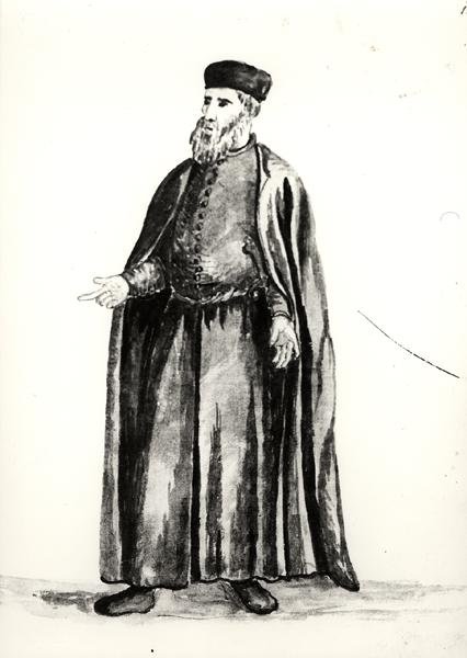 Ledare för arbetarna från det venetianska arsenalet (akvarell på papper) (s/v foto) av Jan van Grevenbroeck