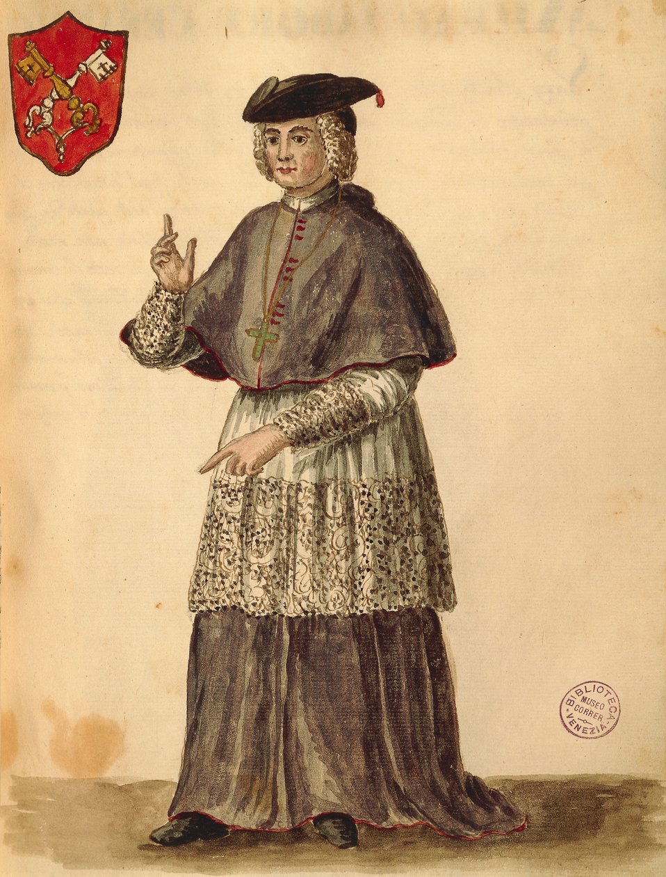 Påvlig legat i Serenissima, av Jan van Grevenbroeck eller Giovanni Grevembroch (1731-1807), Gli Donne de Veneziani, från illustrerad kostymbok, akvarell av Jan van Grevenbroeck