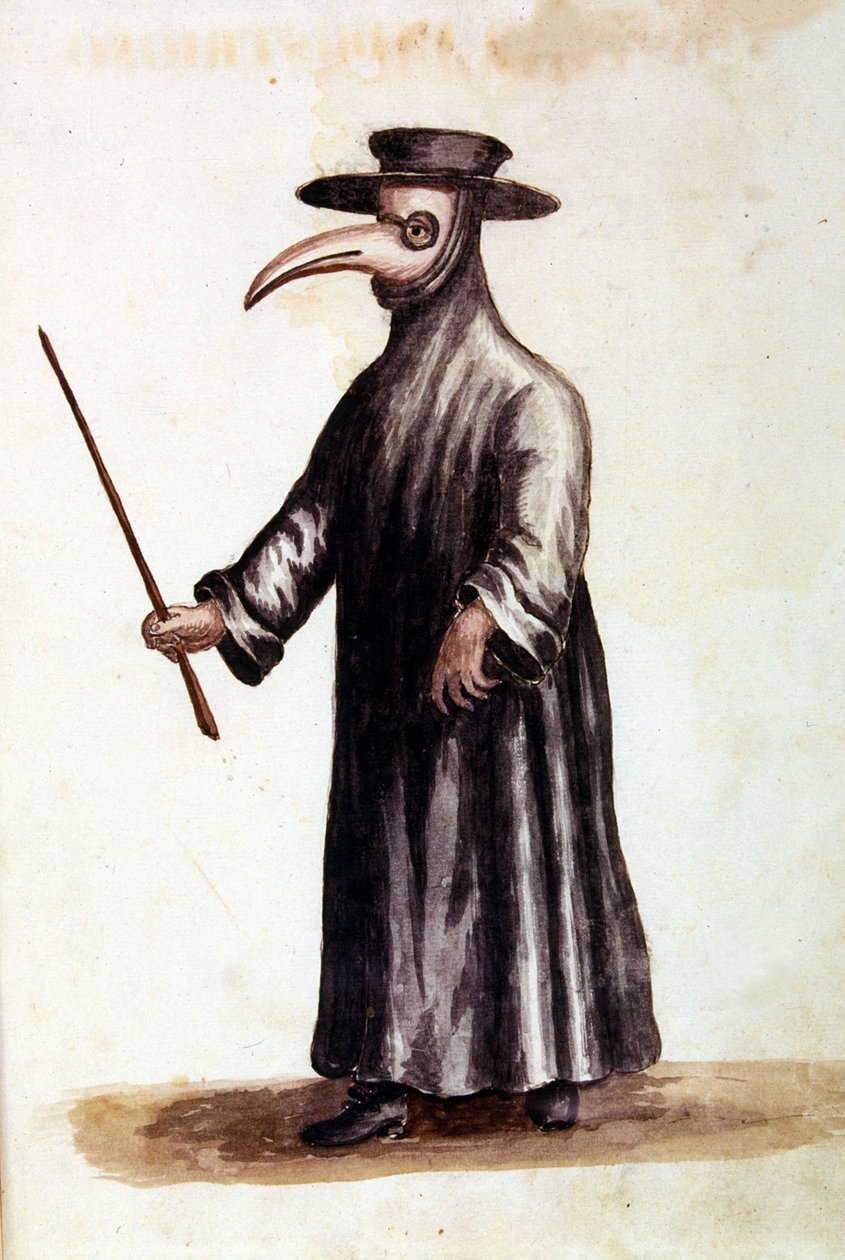 Skyddskläder mot pest på 1700-talet. av Jan van Grevenbroeck