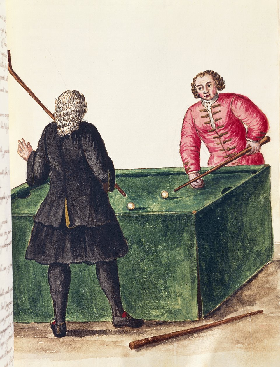 Två venetianska adelsmän som spelar biljard, av Jan Grevenbroeck (1731-1807), gravyr, Italien av Jan van Grevenbroeck