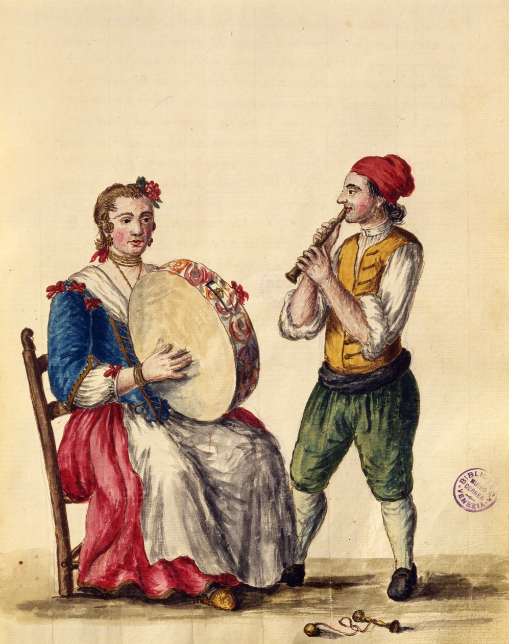 Venetiansk musiker (penna & bläck och wc på papper) av Jan van Grevenbroeck