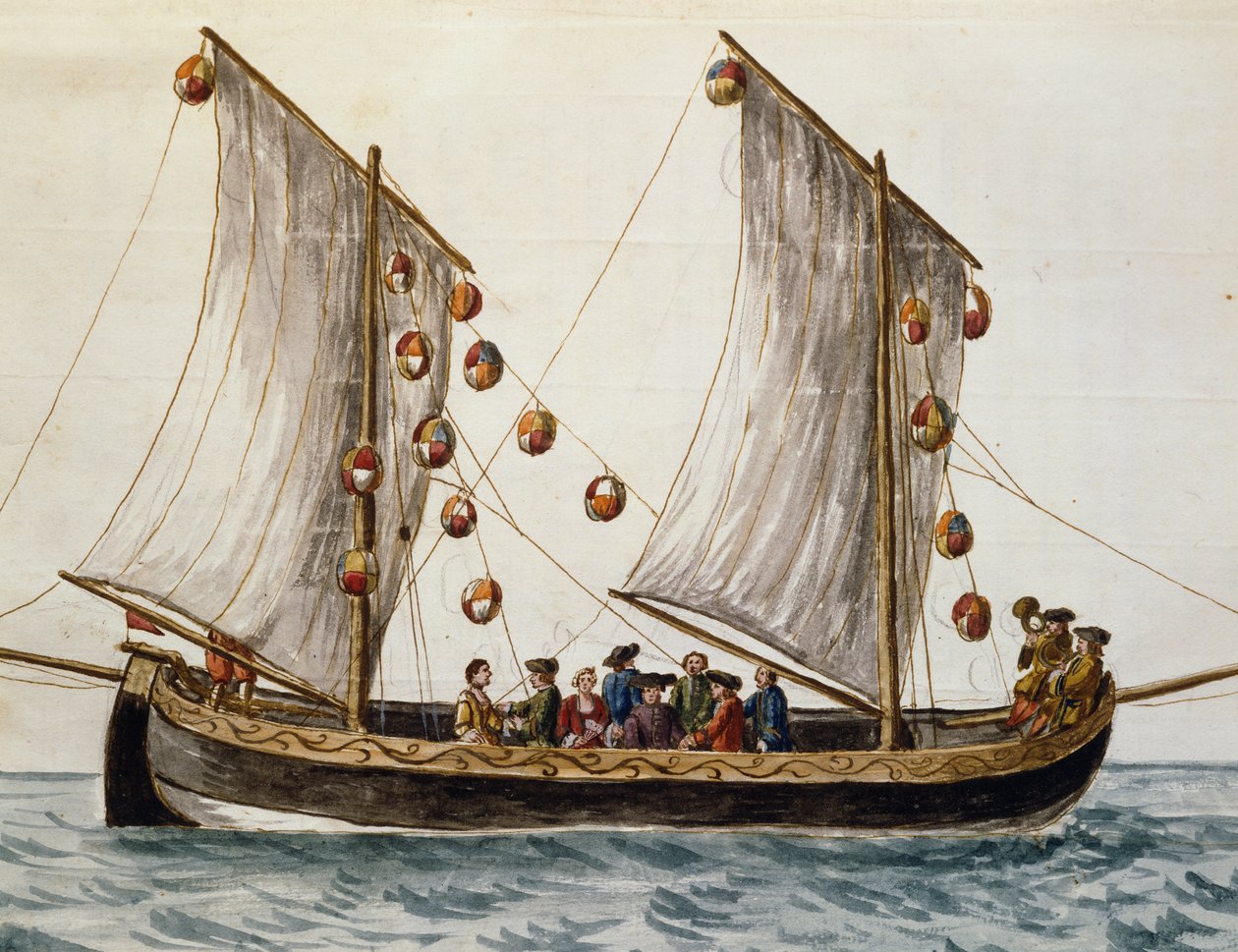 Venetiansk båt prydd för Frälsarens högtid, av Jan Grevenbroeck (1731-1807), akvarell, Italien av Jan van Grevenbroeck