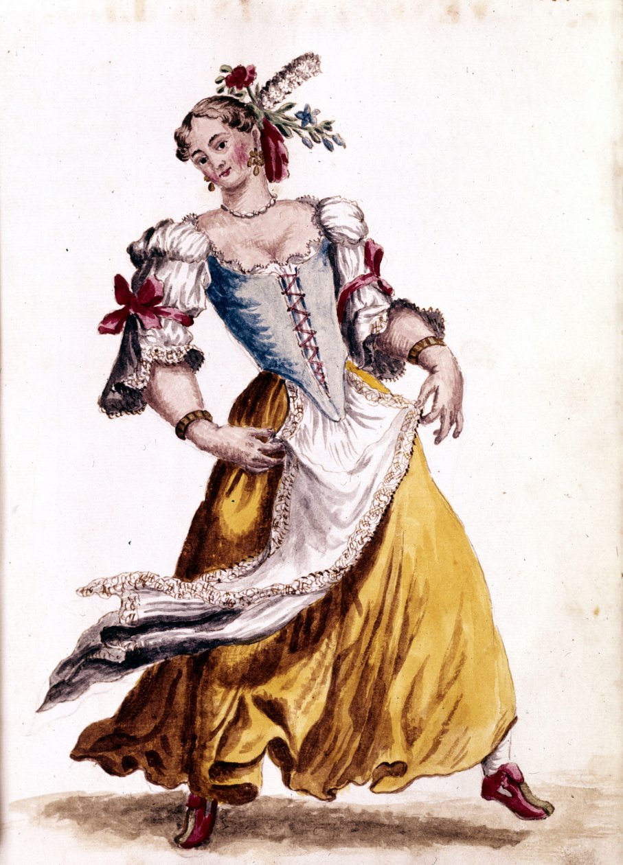 venetiansk dans. Akvarellteckning och tusch från manuskriptet "Venitianernas seder"" av Jan van Grevenbroek (eller Giovanni Grevenbroich (Grevenbroich) (1731-1807) av Jan van Grevenbroeck