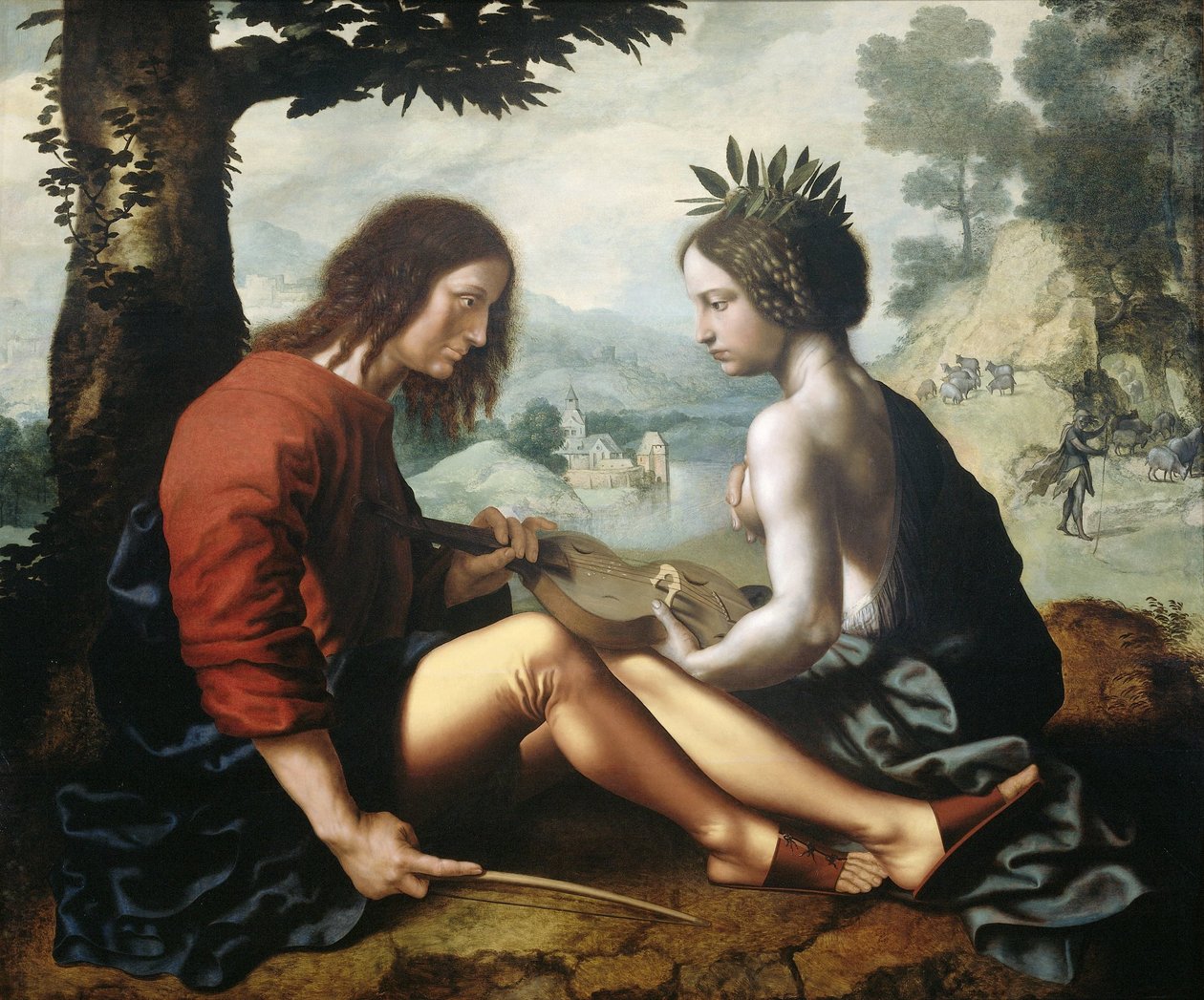 Allegori om naturen som konstens moder Allegori (Naturen as the Nursemaid of Art) av Jan van Hemessen