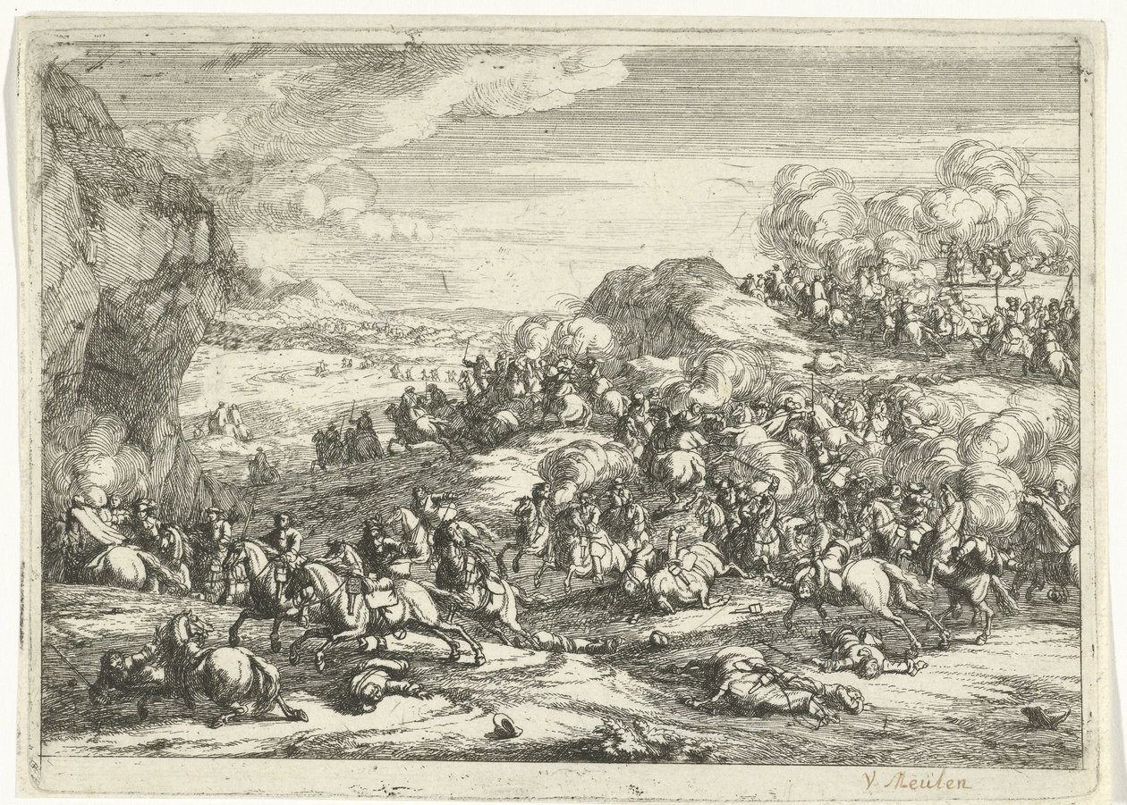 Landskap med ridstrid Landskap (serietitel) av Jan van Huchtenburg