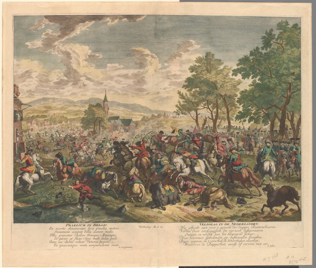 Ryttarstrid, ca 1702 Praelium i Belgien / Battle of the Netherlands (titel på objekt) av Jan van Huchtenburg