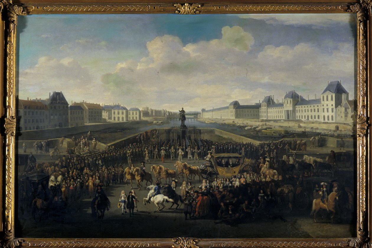 Ludvig XIV närmar sig Pont Neuf, Paris av Jan van Huchtenburgh