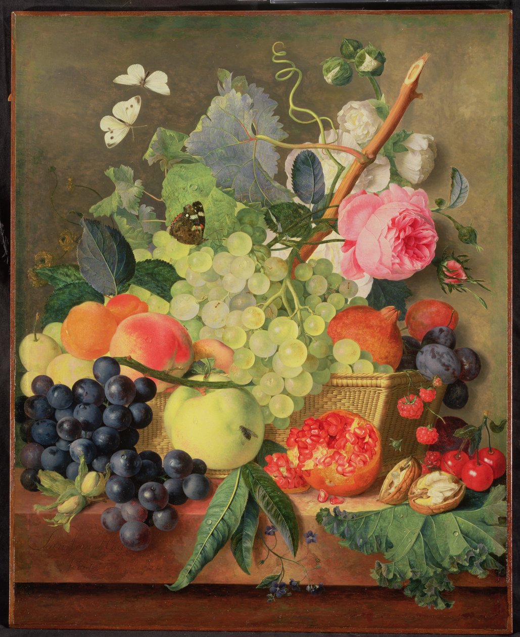 A Basket of Fruit, 1744 (panel) (för par se 86746) av Jan van Huysum