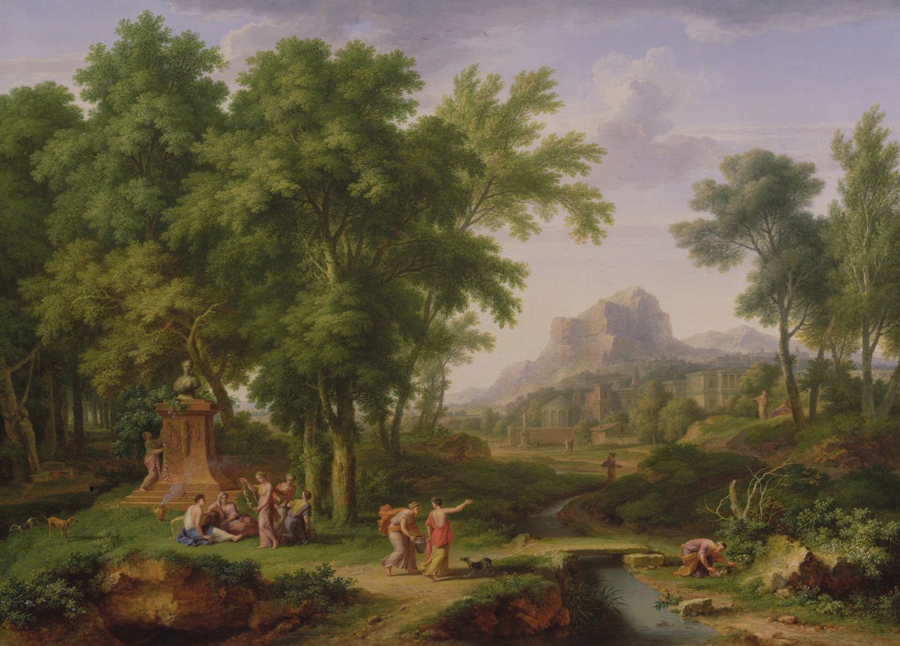 Arkadiskt landskap med en byst av flora, 1724-25 (par till 68872) av Jan van Huysum