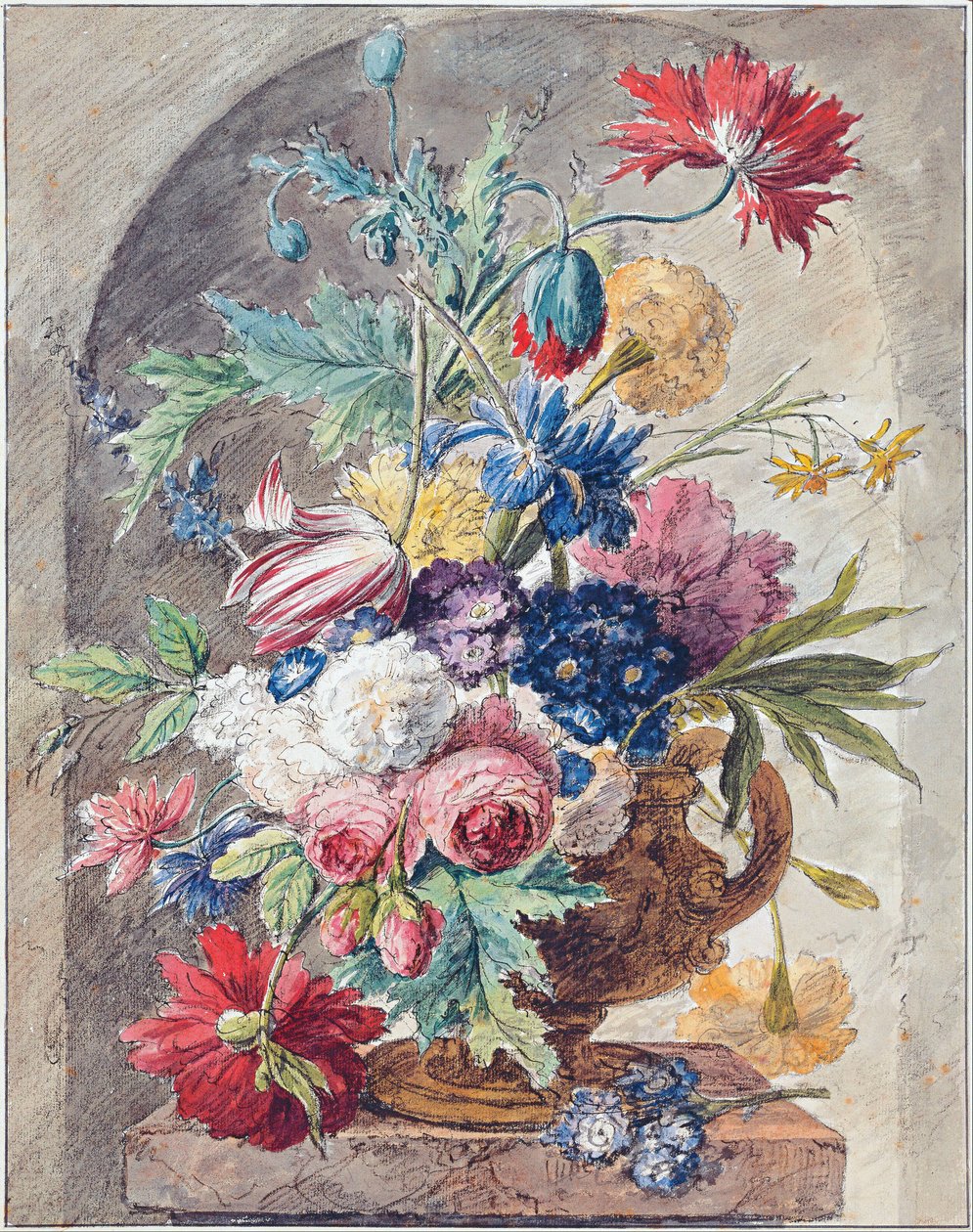 Blomsterstilleben, ca 1734 av Jan van Huysum