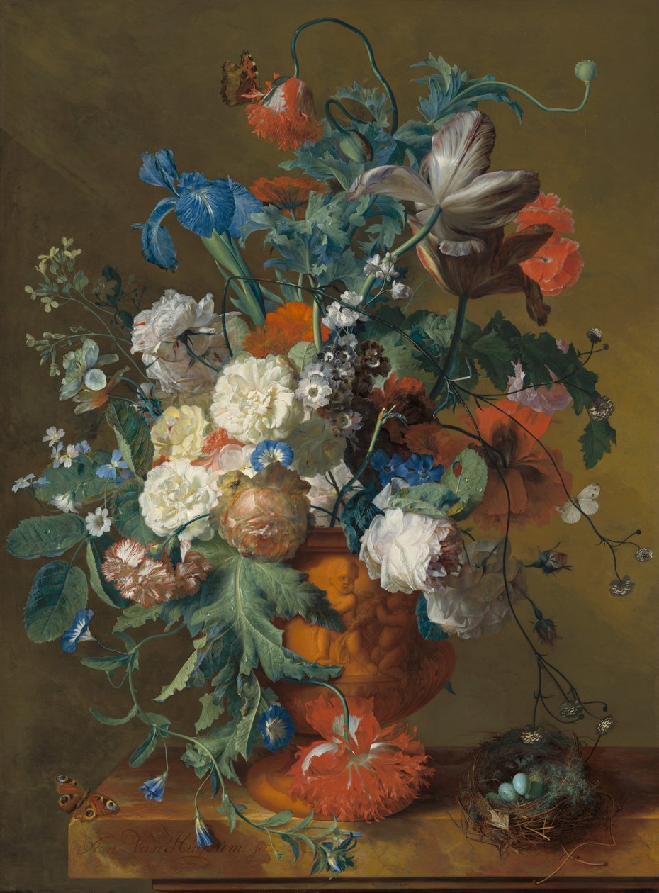 Blommor i en urna, ca. 17201722. av Jan van Huysum