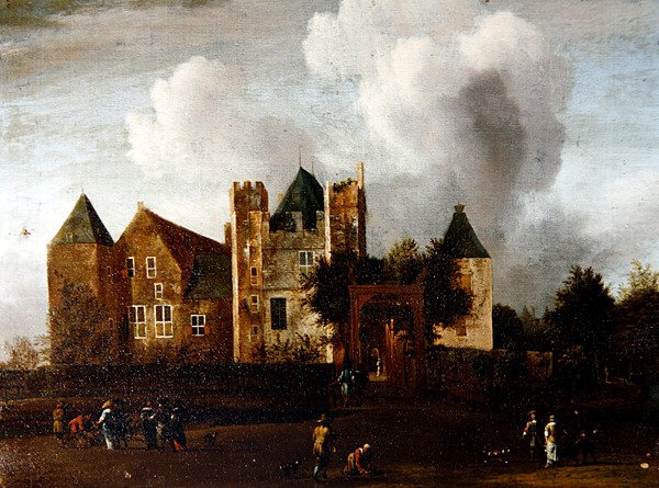 En vy av Purmerend Castle, nära Monnickendam, Waterland, Holland av Jan van III Kessel