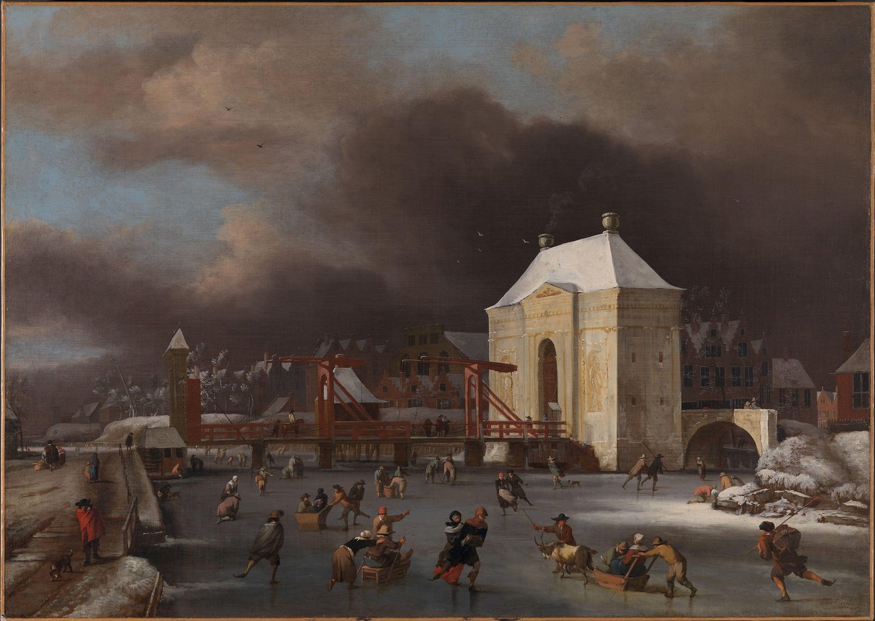 Utsikt över Heiligewegspoort i Amsterdam, ca 1660-80 (olja på duk) av Jan van III Kessel