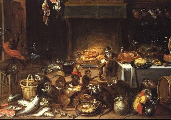 Apor som festar av Jan van Kessel the Elder