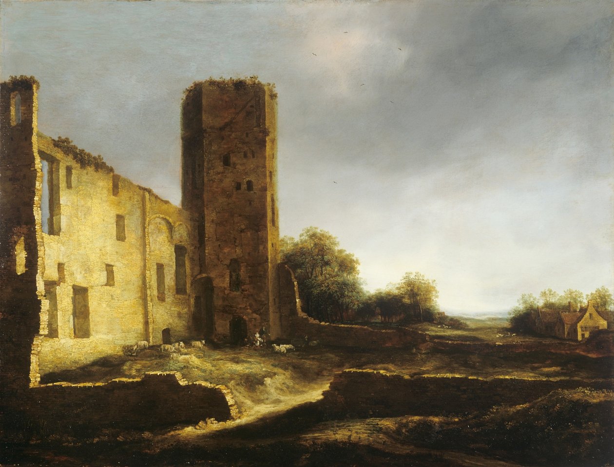 Ruinerna av slottet Egmond aan den Hoef nära Alkmaar av Jan van Kessel