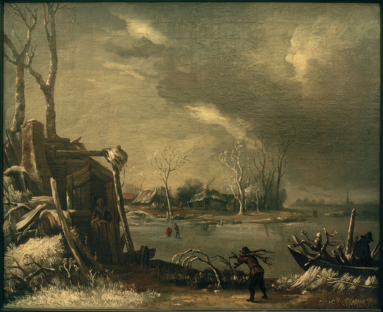 Vinterlandskap med buskvedssamlare av Jan van Kessel