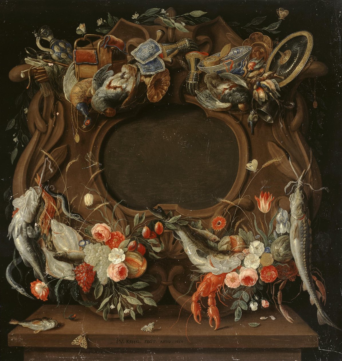Medaljongens ram med en allegorisk avbildning av de fyra elementen av Jan van Kessel the Elder
