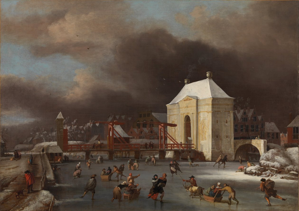 Utsikt över Heiligewegspoort i Amsterdam av Jan van Kessel the Elder