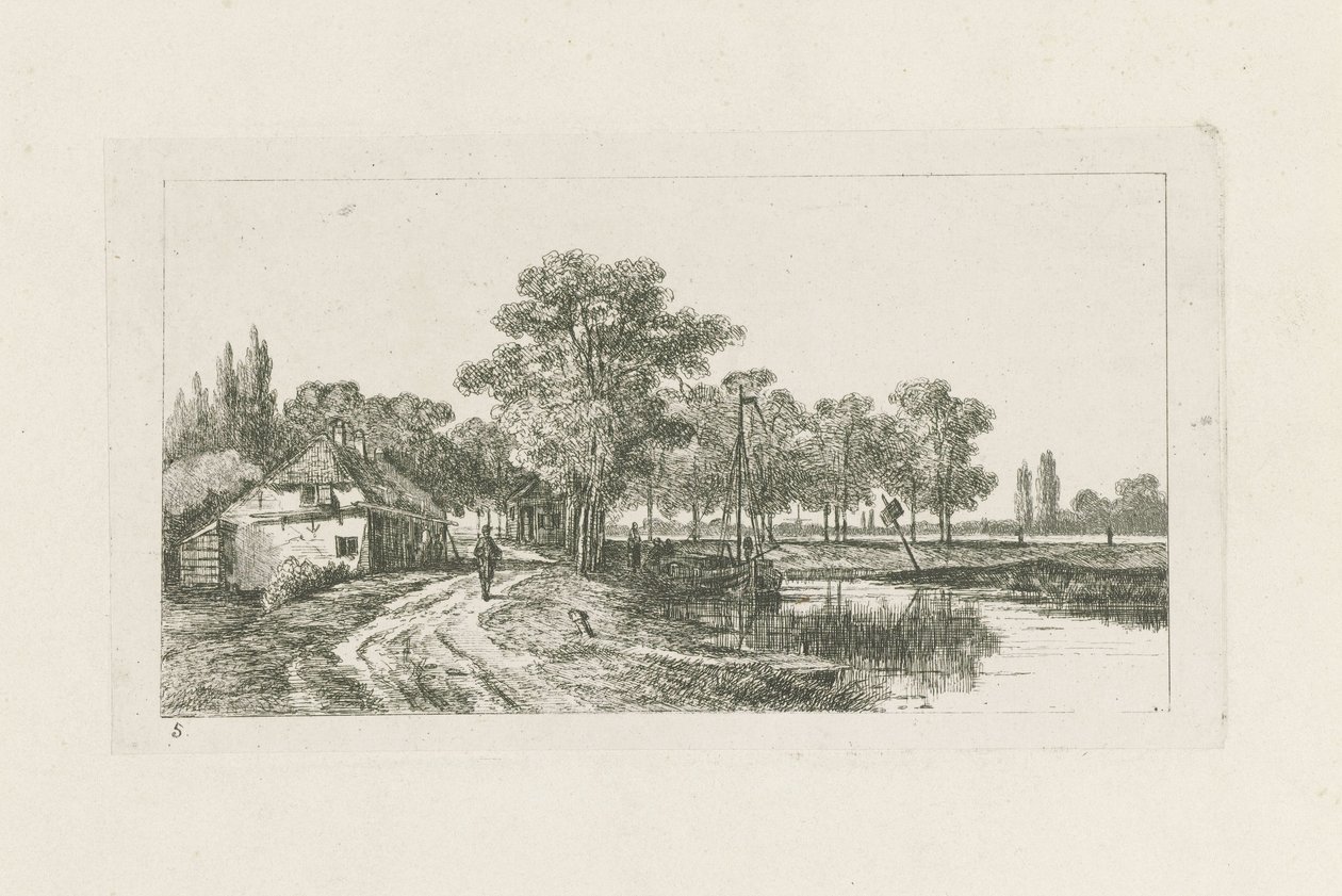 Landskap med förtöjd båt Områden i Utrecht (serietitel) av Jan van Lokhorst