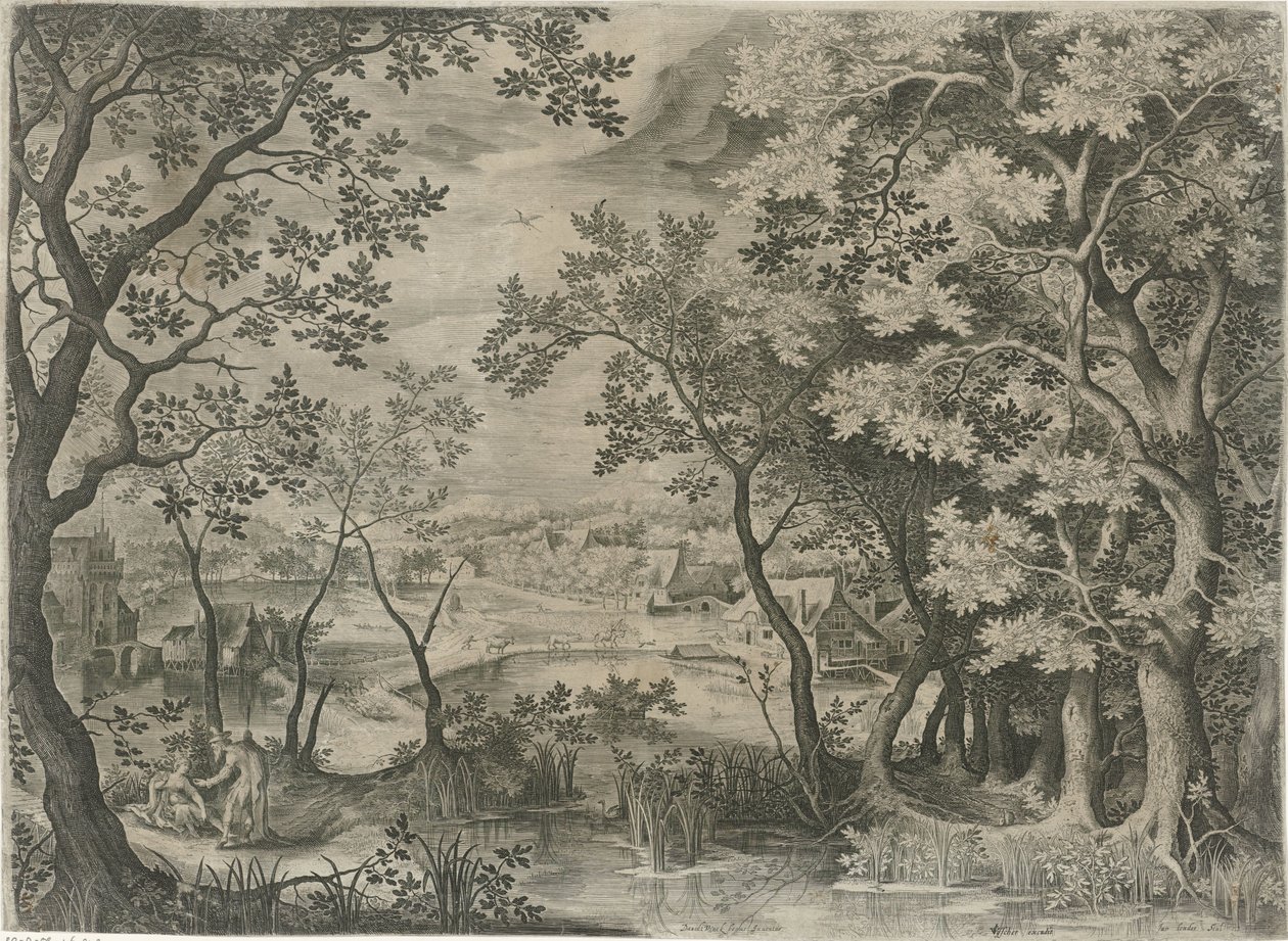 Landskap med Juda och Tamar av Jan van Londerseel