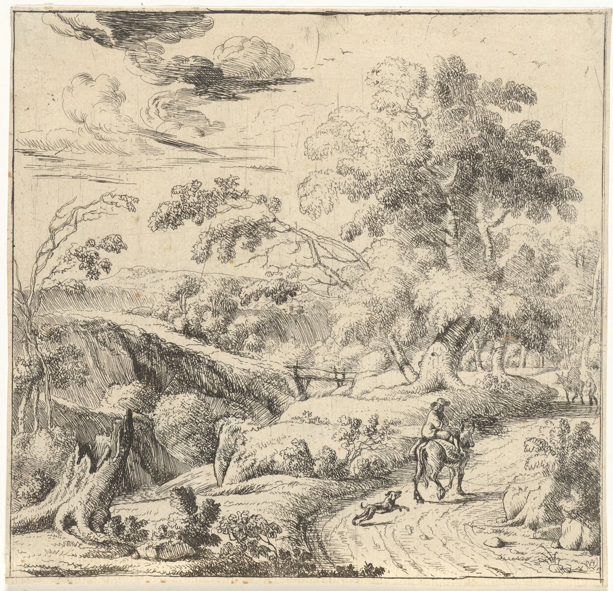 Landskap med en åsneryttare av Jan van Nickelen