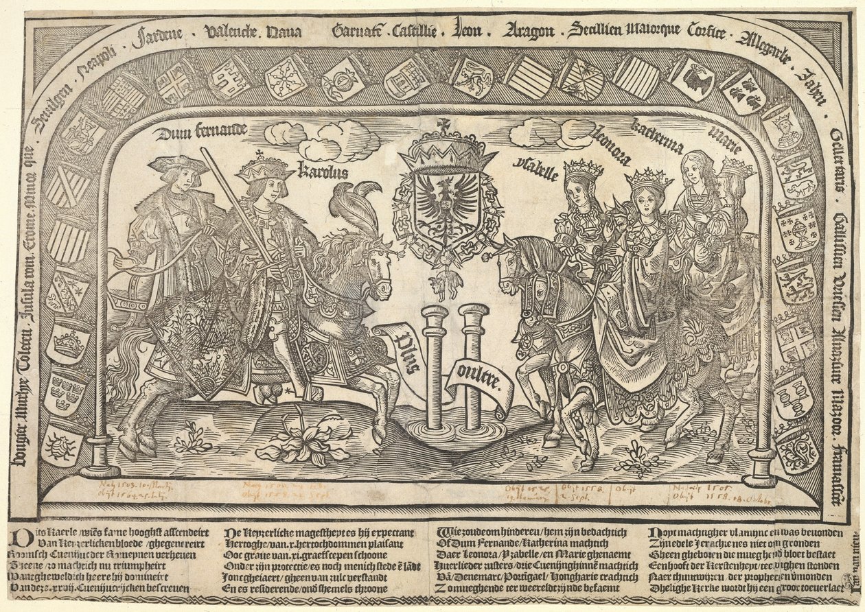 Filip den stiliges sex barn: Eleonora av Kastilien, Karl V, Isabella av Österrike, Ferdinand I, Maria och Katarina, ca. 1523 av Jan van Nieulandt