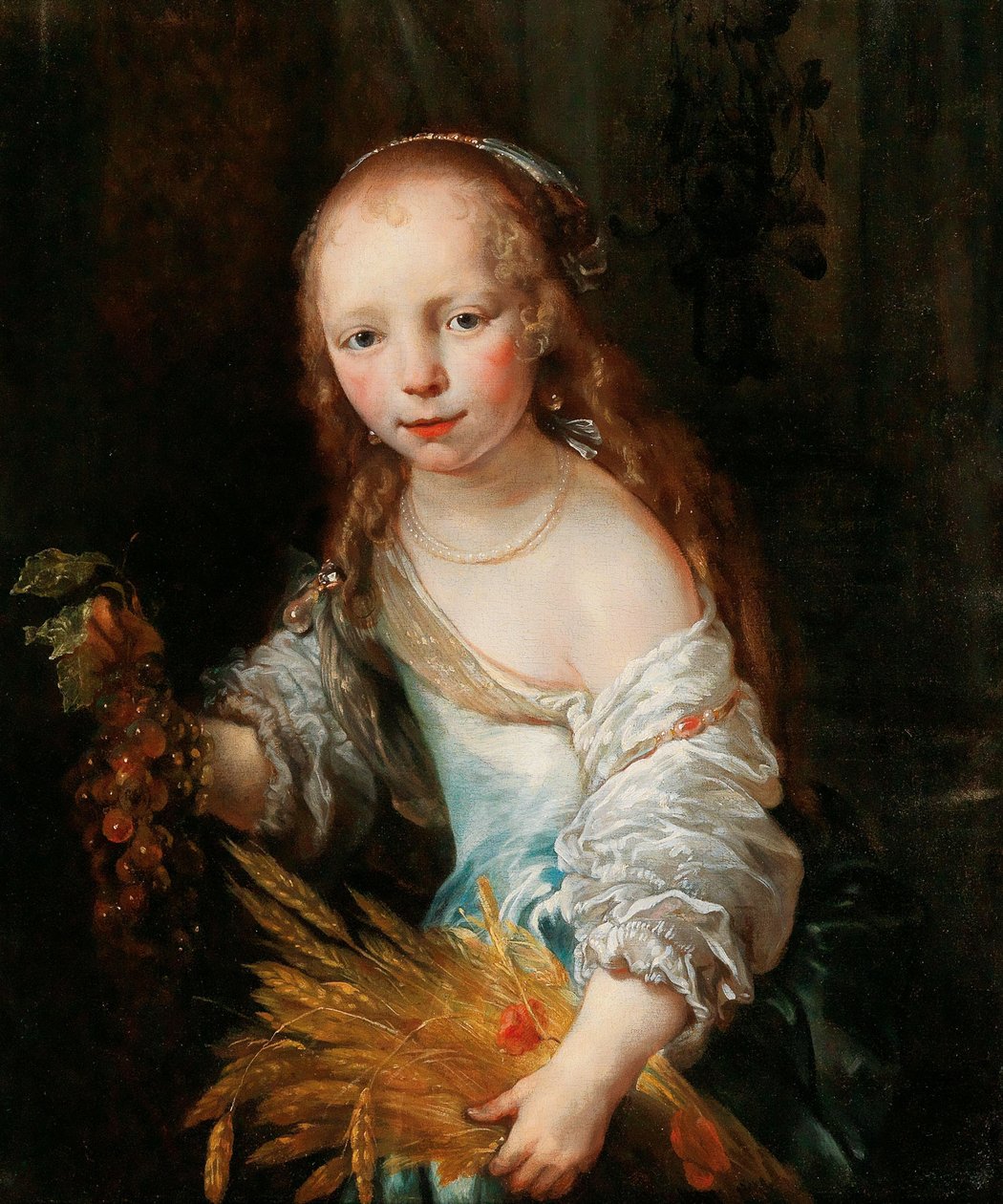 Porträtt av en ung flicka som Ceres, ca. 1670. av Jan van Noordt