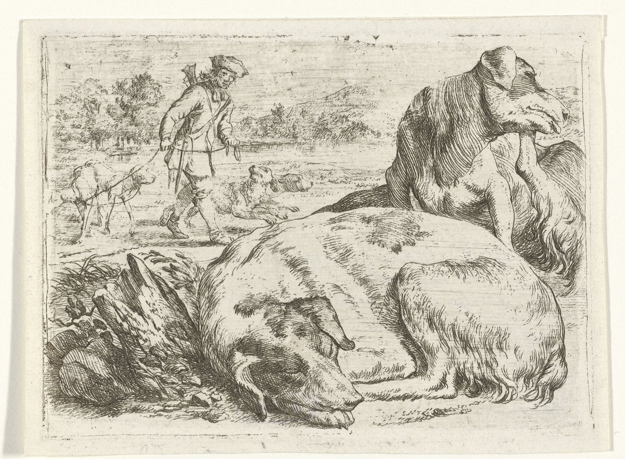 Jägare med sina hundar av Jan van Ossenbeeck
