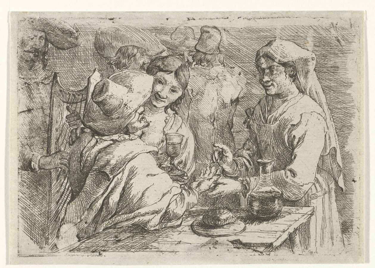 Spåkvinna med en kund av Jan van Ossenbeeck