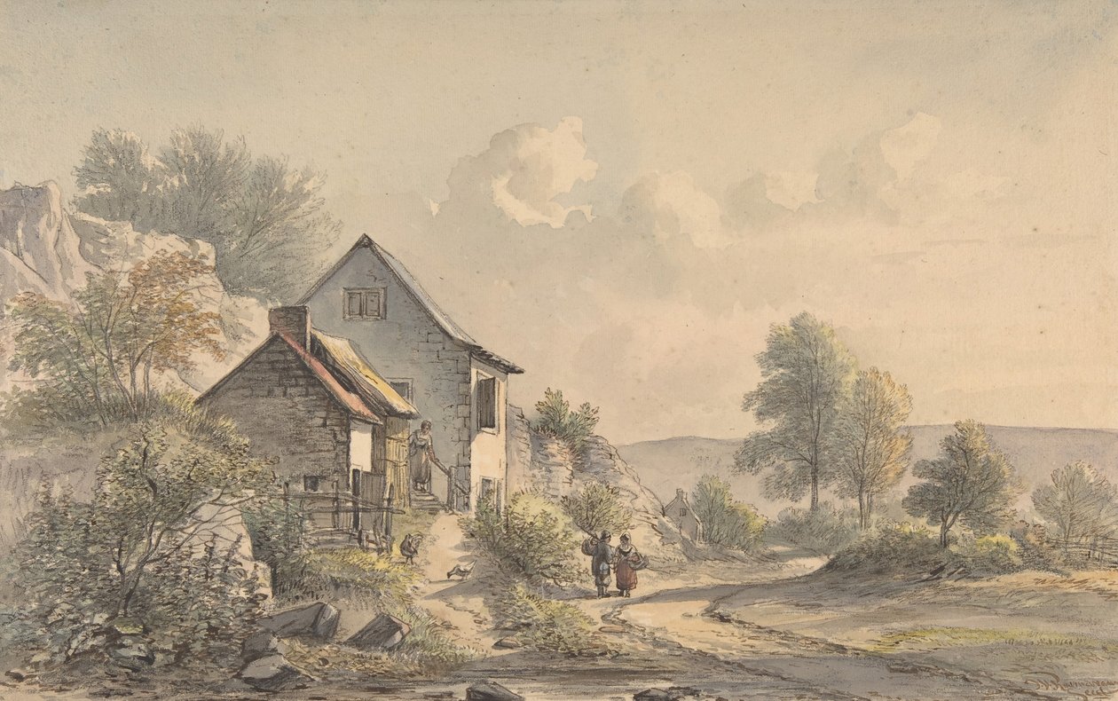Byscen med figurer, 1800-talet. av Jan van Ravenswaay