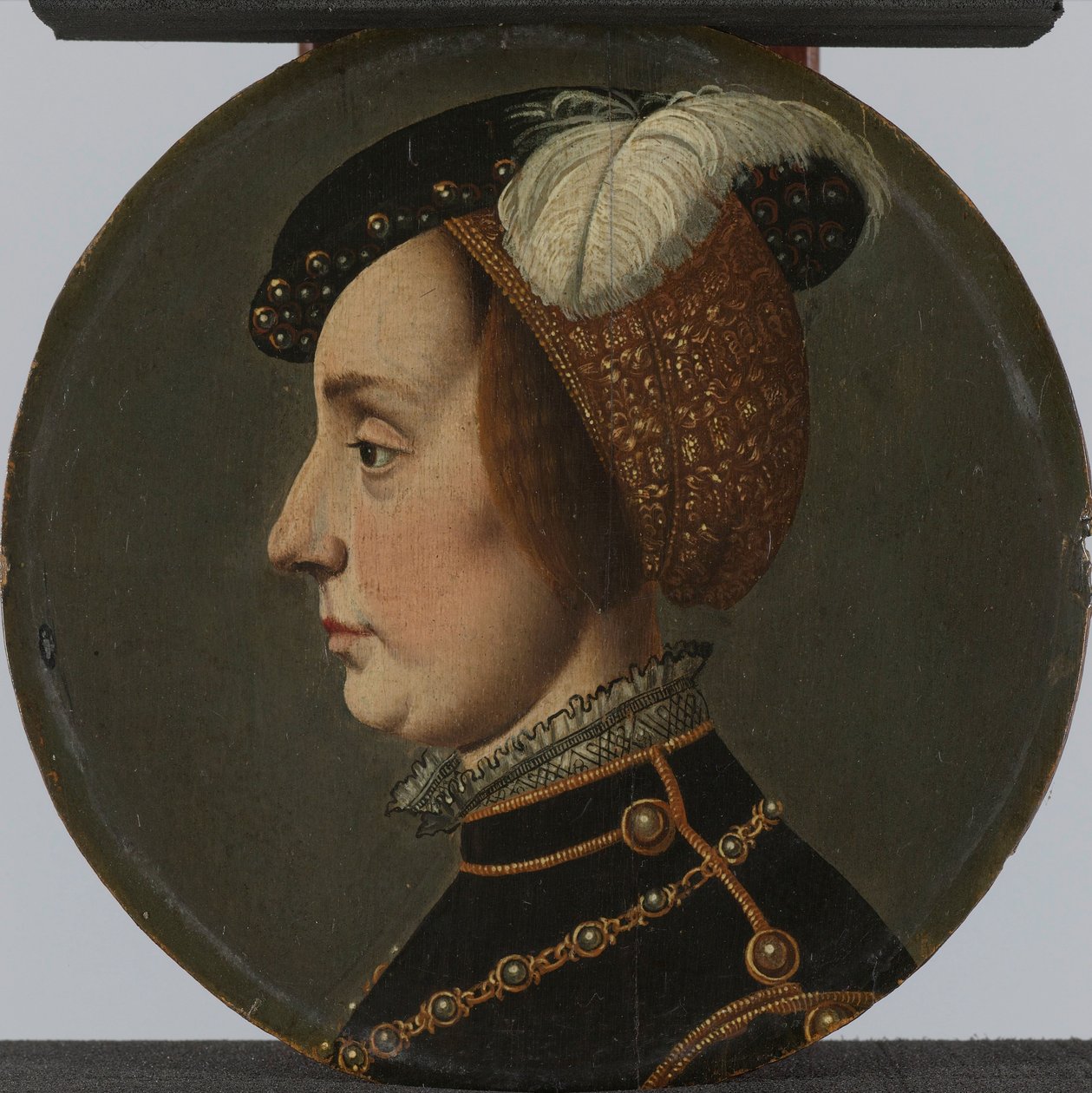 Porträtt av Anna av Lorraine, gemål av René de Chalon, Prins av Orange av Jan van Scorel (possibly copy after)