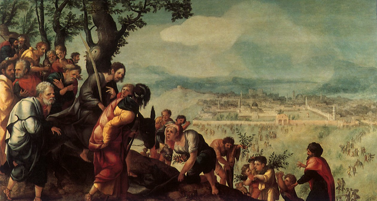 Kristi inträde i Jerusalem, central panel från en triptyk, c.1526 av Jan van Scorel