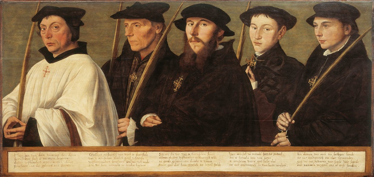 Fem medlemmar av Utrecht Brotherhood of Jerusalem Pilgrims, ca 1541 av Jan van Scorel
