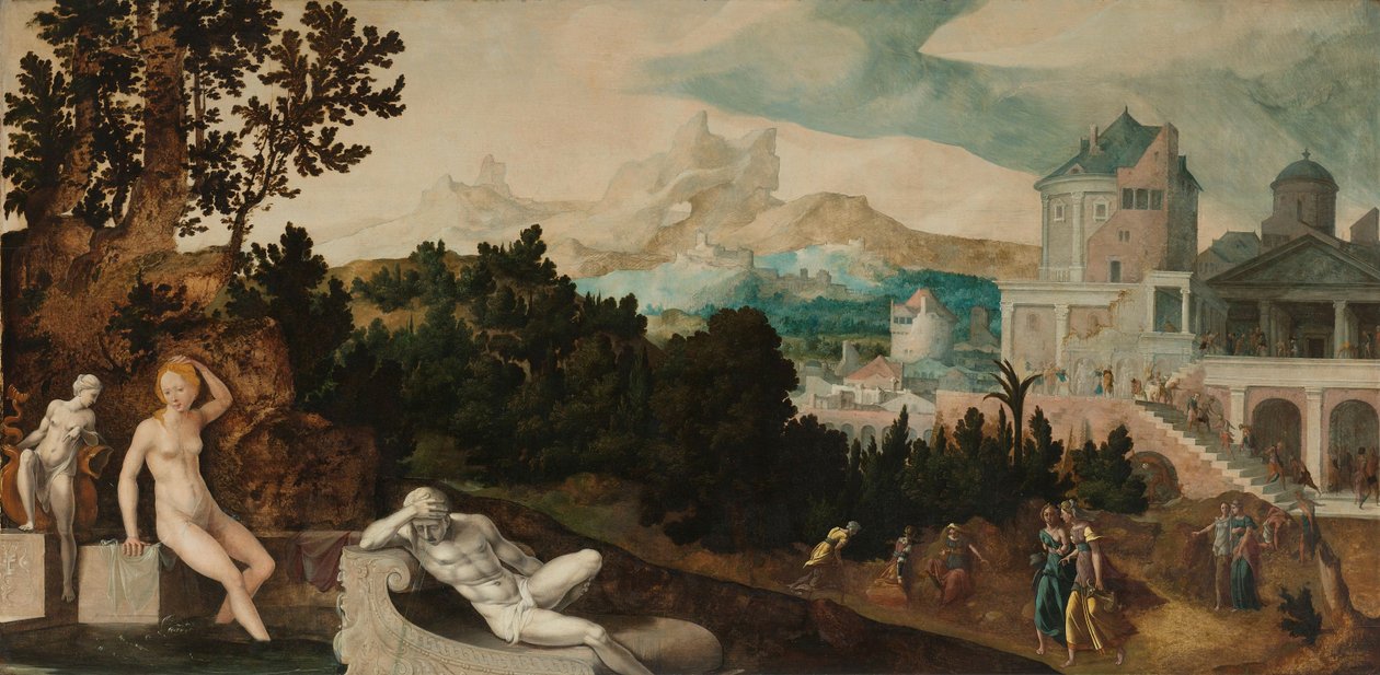 Landskap med Batseba, ca. 1540-45 av Jan van Scorel