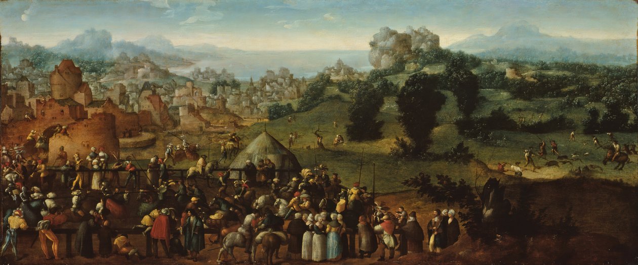 Landskap med turneringar och jägare, 151920. av Jan van Scorel
