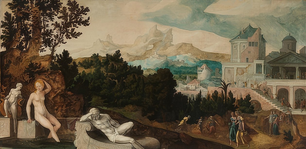 Landskap med Batseba. Omkring 1540-45 av Jan van Scorel