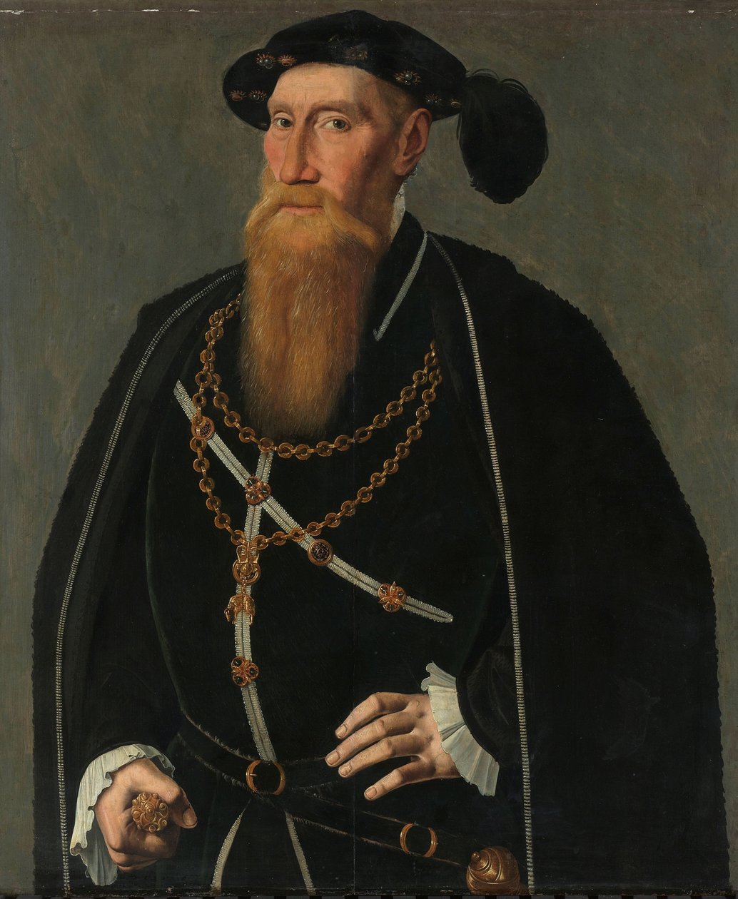 Porträtt av Reinoud III av Brederode Reinout III av Brederode (1493-1556), herre av Vianen. Diakon i orden av det gyllene skinnet, rådgivare och kammarherre till Karl V av Jan van Scorel