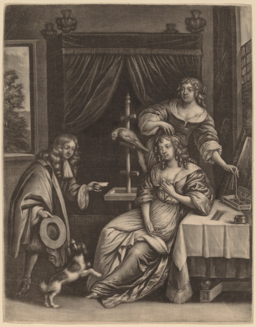 Pojke som levererar ett brev till en kvinna av Jan van Somer
