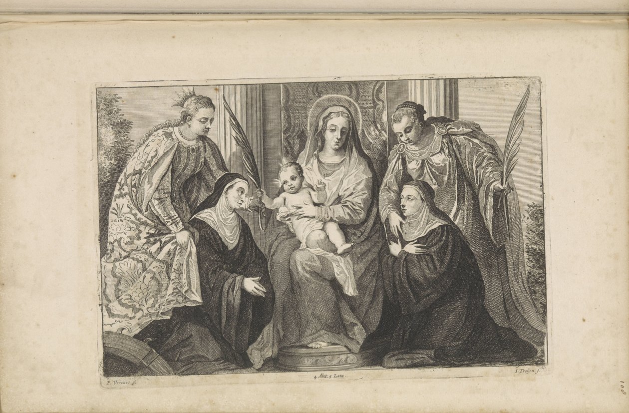 Maria med Kristusbarnet, St. Lucia, St. Katarina av Alexandria och två grundare av Jan van Troyen