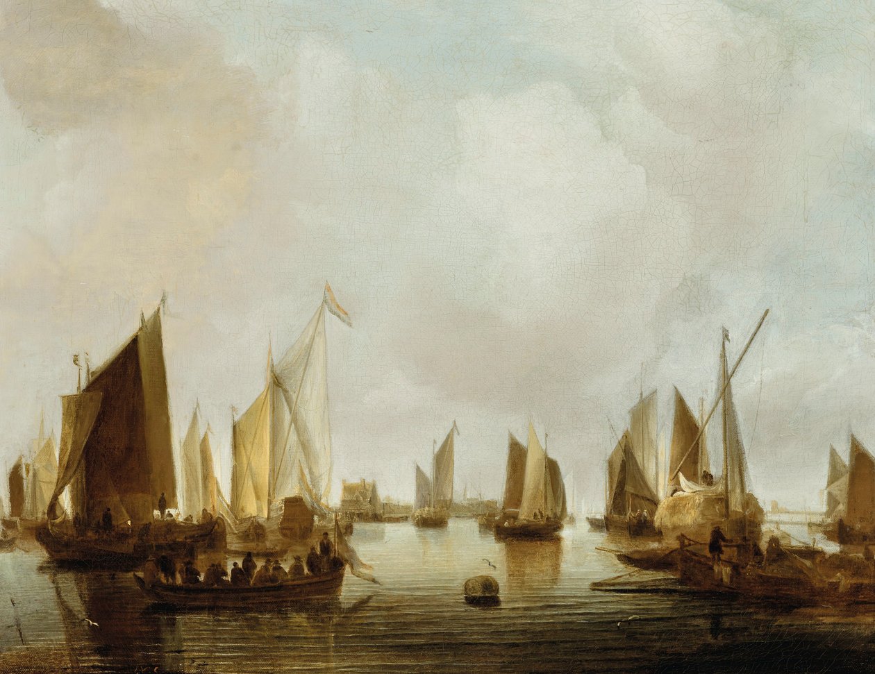 Nederländska: Fartyg i en flodmynning En Sea-Port av Jan van de Cappelle