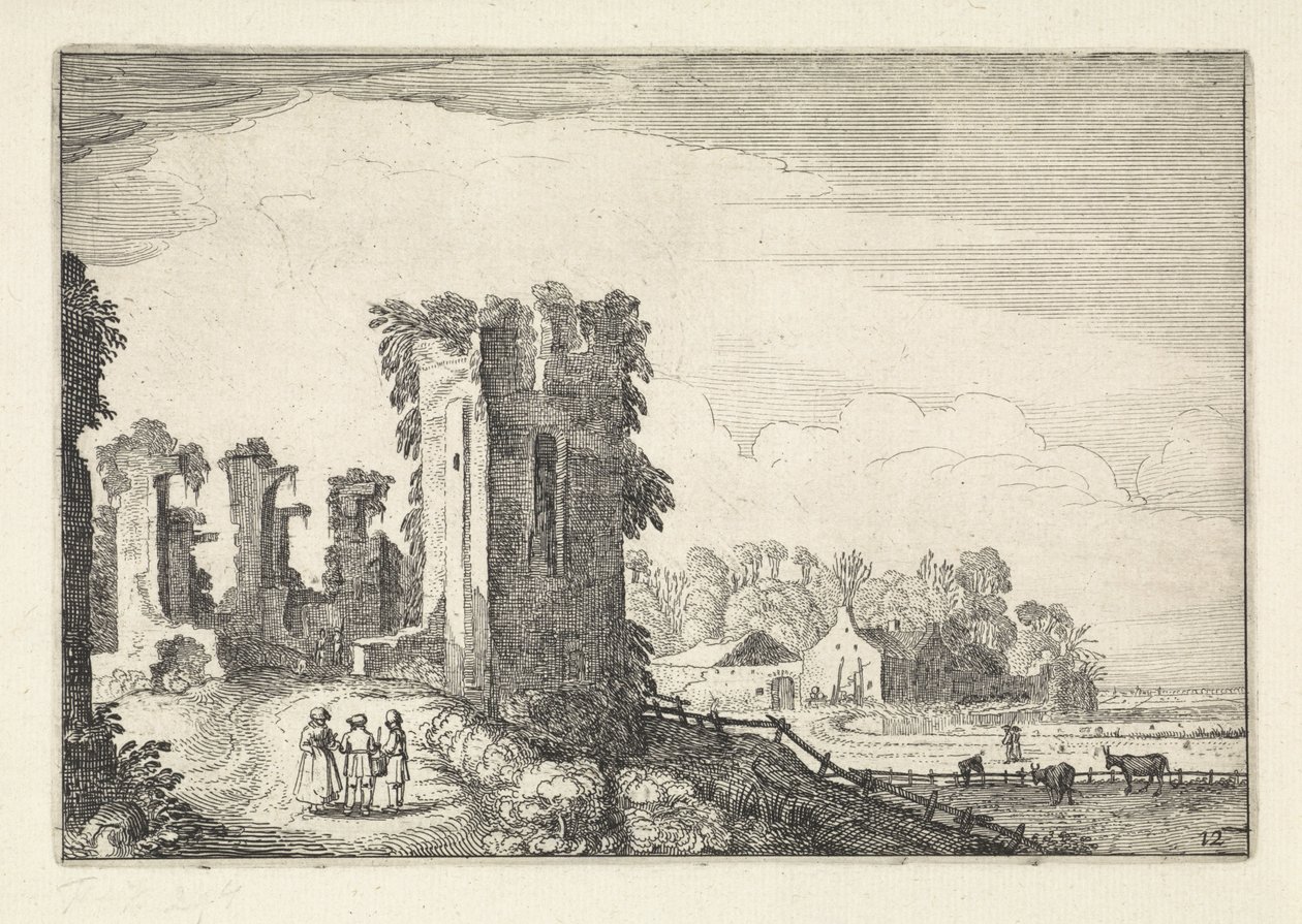 Figurer på Huis ter Kleef nära Haarlem Landskap (serietitel) Amenissimae aliquot requculae (serietitel) av Jan van de Velde (II)