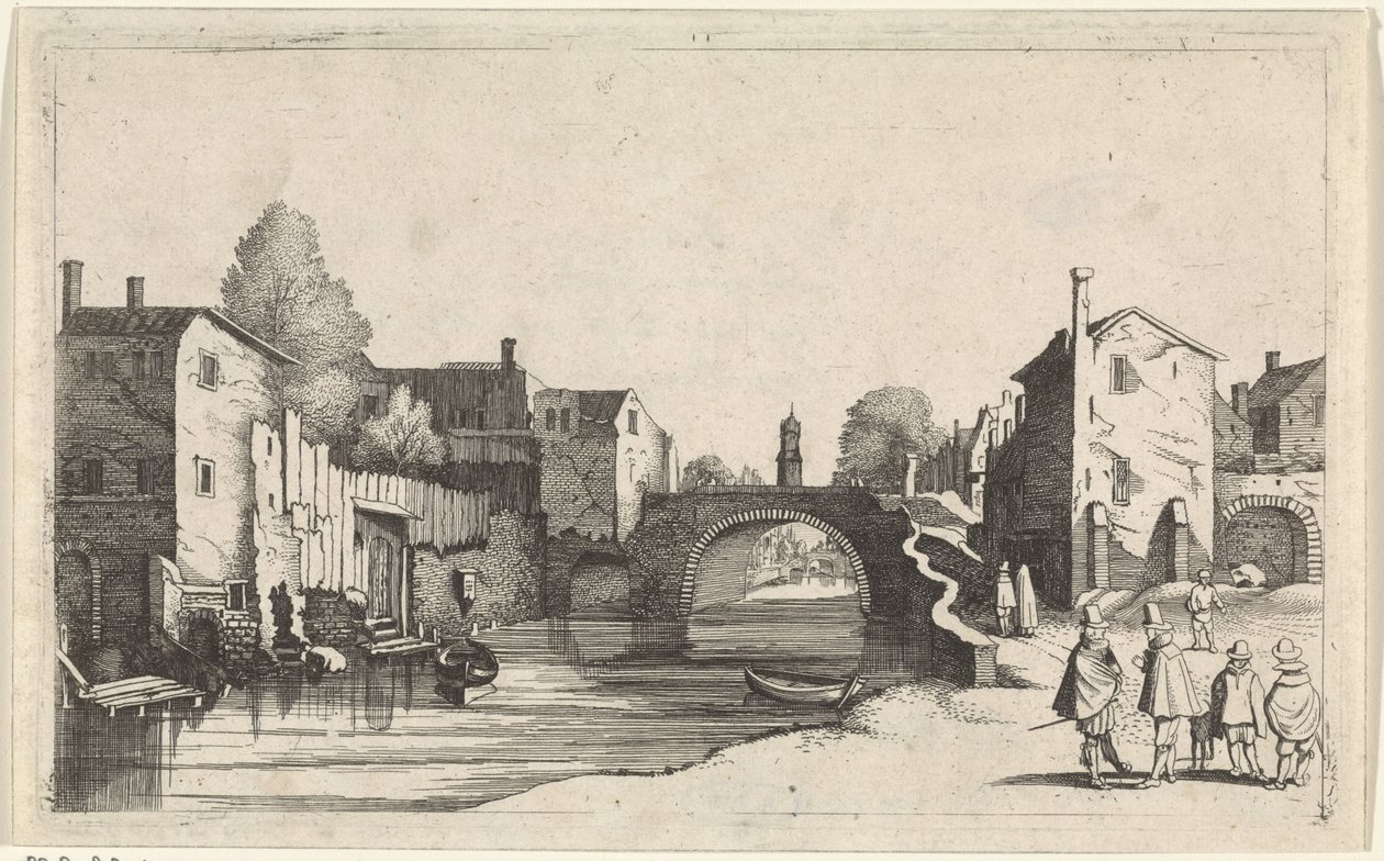 Utsikt över en kanal i en stad Seascapes (serietitel) av Jan van de Velde (II)