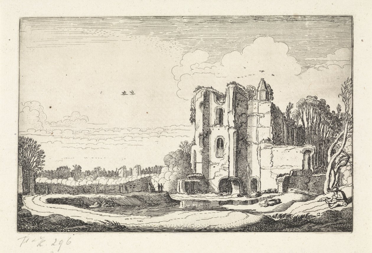 Ruinerna av slottet Brederode kasteel Landskap (serietitel) Amenissimae aliquot requculae (serietitel) av Jan van de Velde (II)