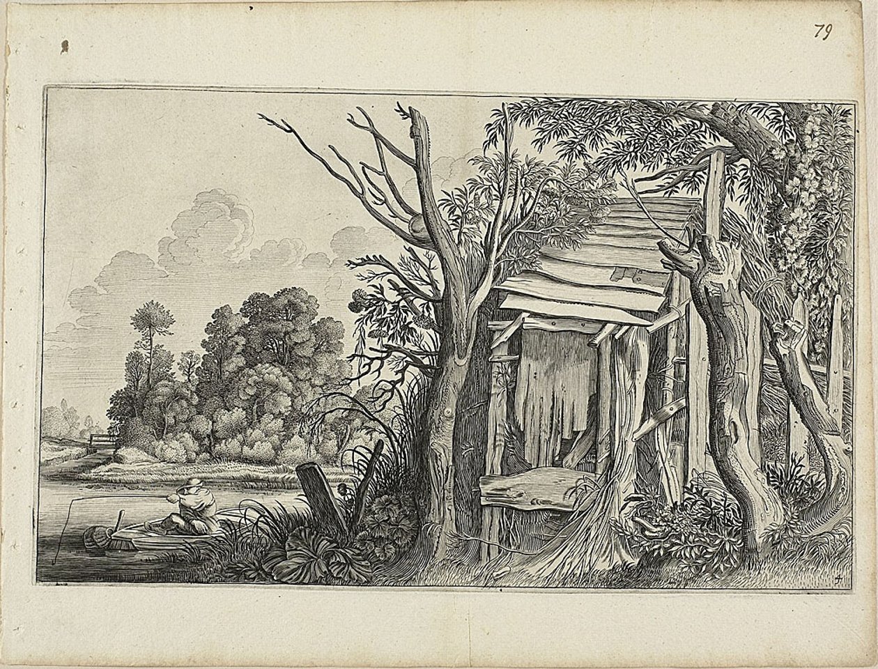 Förfallen hydda, plansch 4 från Landscapes av Jan van de Velde II
