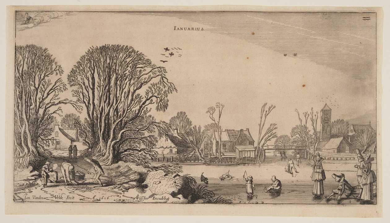 Januari, från Årets tolv månader (The Twelve Months of the Year) av Jan van de Velde II