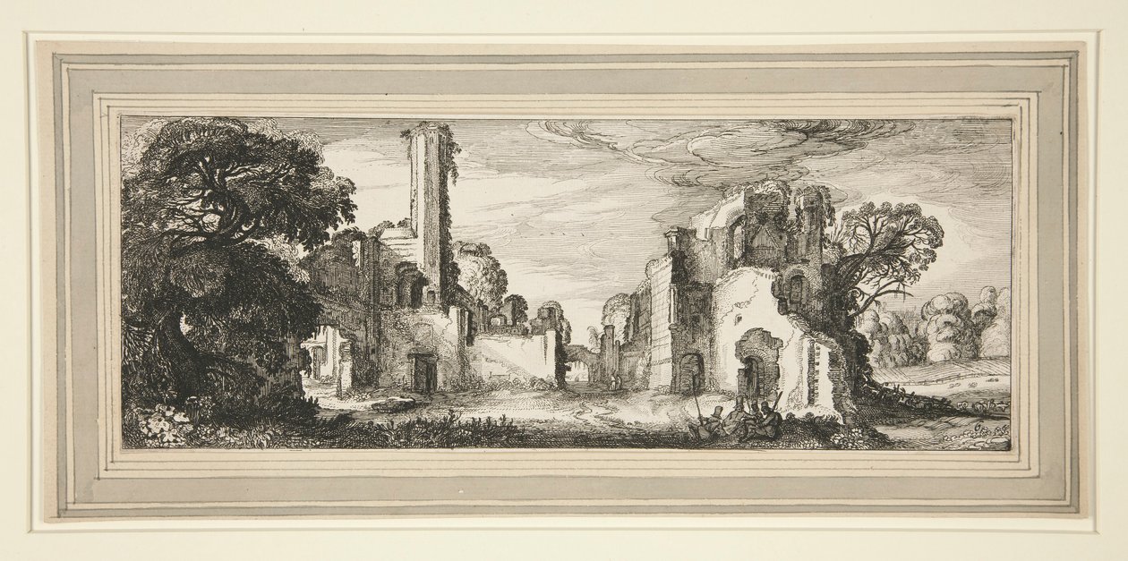 Landskap med ett slott i ruiner av Jan van de Velde II