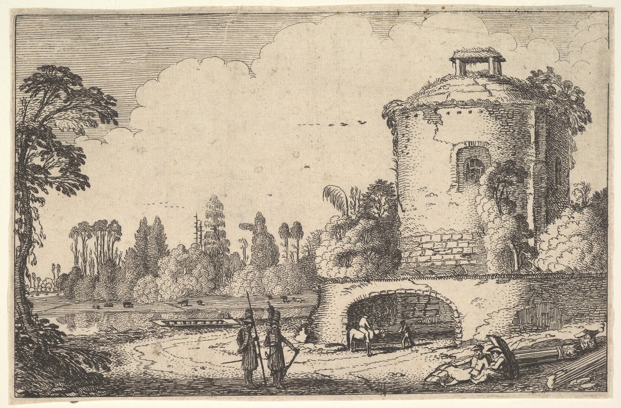 Landskap med ett rundtorn, ca. 1616. av Jan van de Velde II