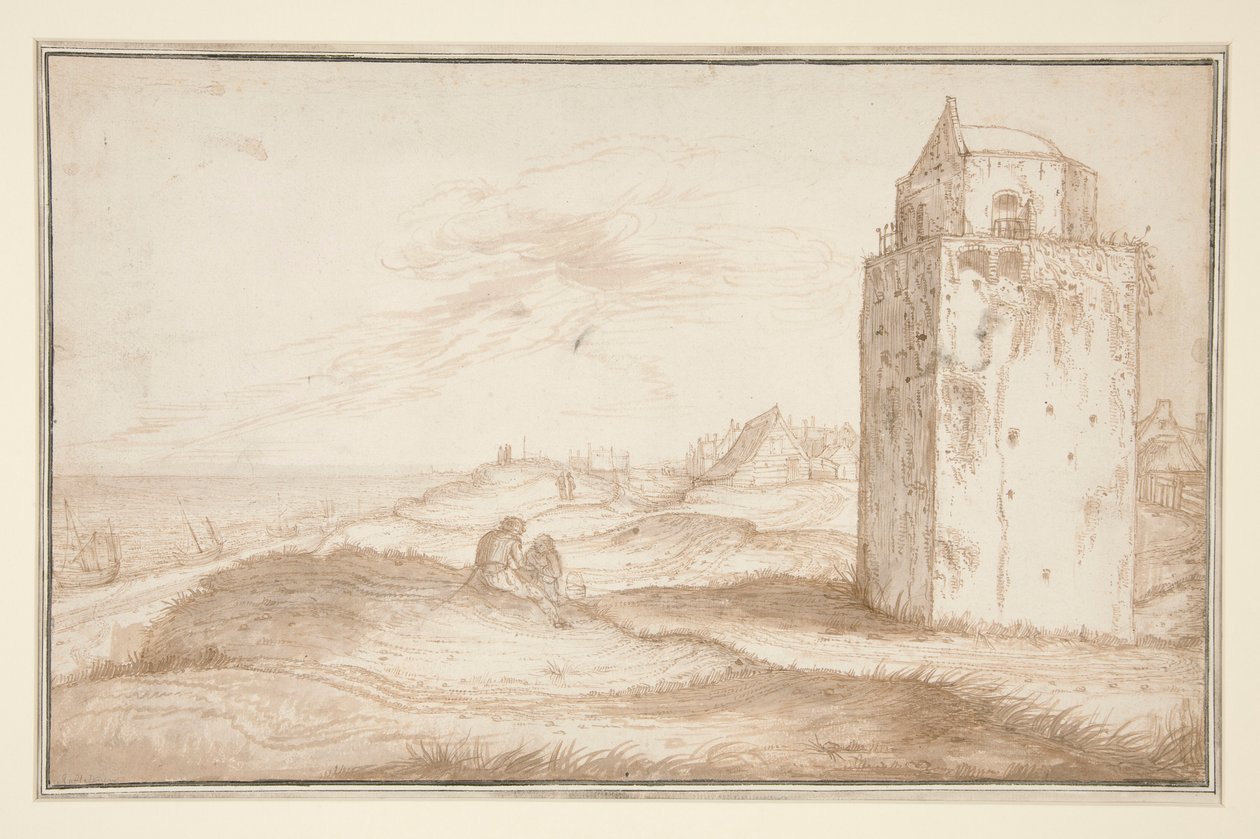 Sanddynerna och fyren nära Zandvoort av Jan van de Velde II