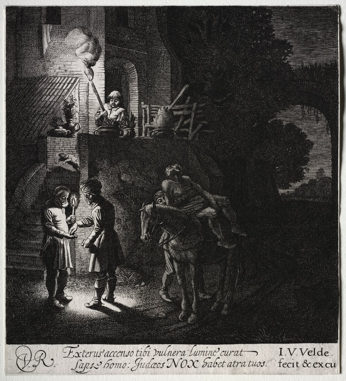 Den barmhärtige samariten betalar gästgivaren av Jan van de Velde II